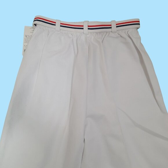 Vintage 80s Deadstock Belted Pull On Pants White Cropped Capri Length Size S - Picture 6 of 9